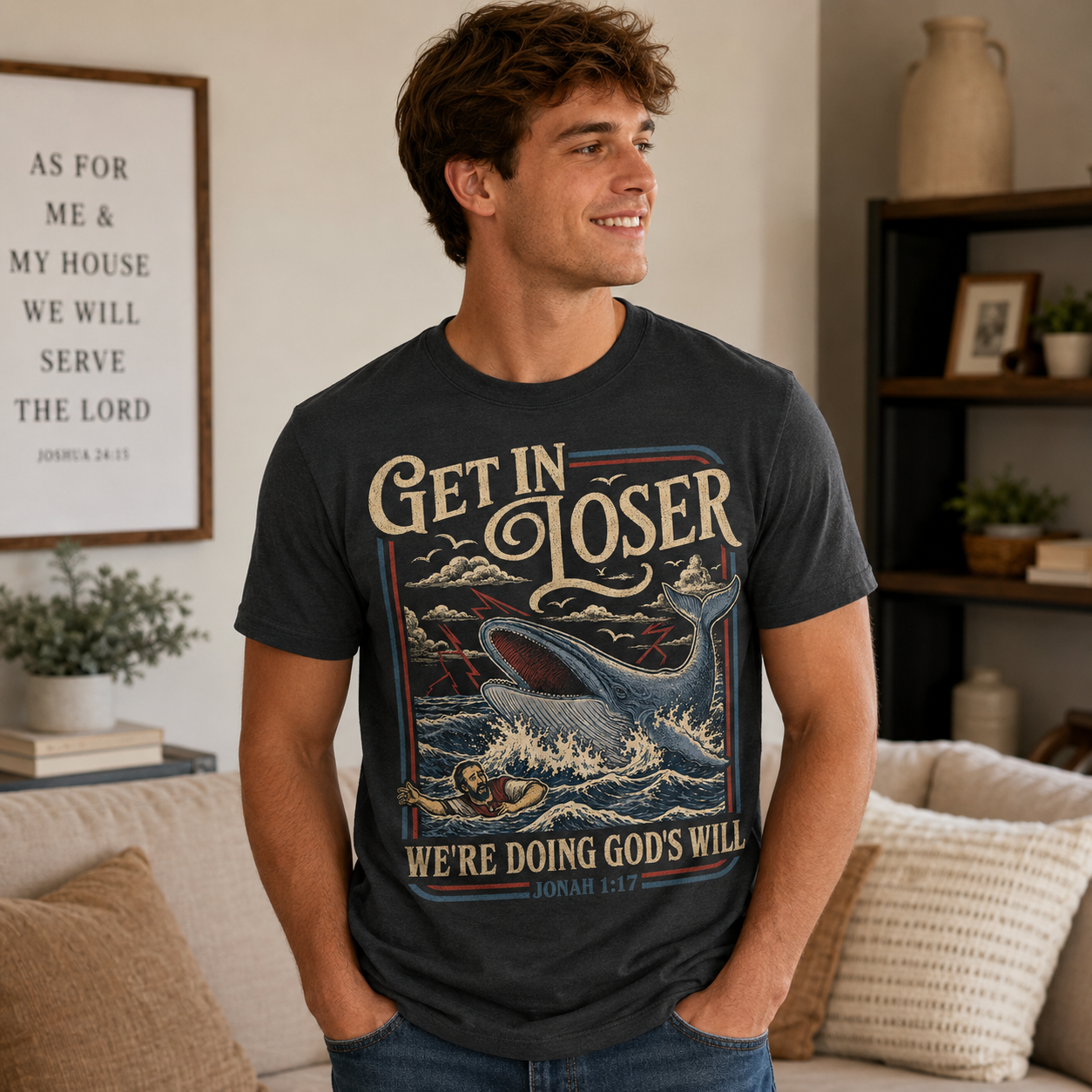 Jonah 1:17 Christian Whale Shirt, Women's T-shirt, Unisex Long Sleeve, Sweatshirt, Hoodie, Zip Hoodie