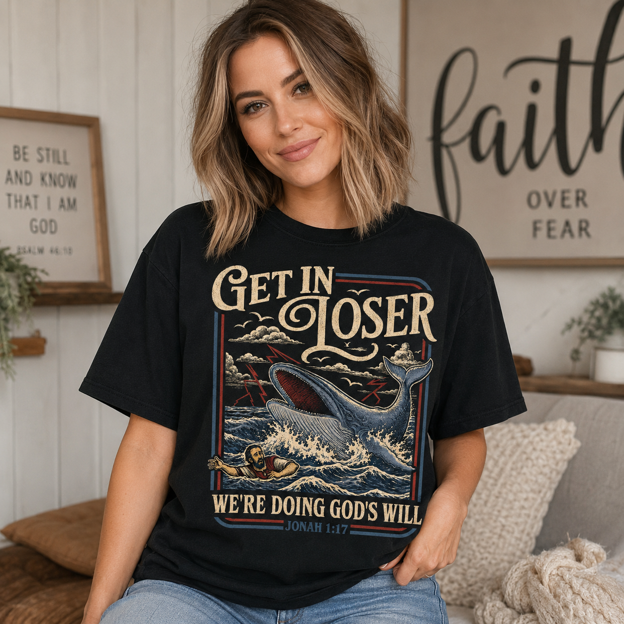 Jonah 1:17 Christian Whale Shirt, Women's T-shirt, Unisex Long Sleeve, Sweatshirt, Hoodie, Zip Hoodie