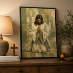 Serenity in Prayer: Premium Earth Tone Jesus Canvas