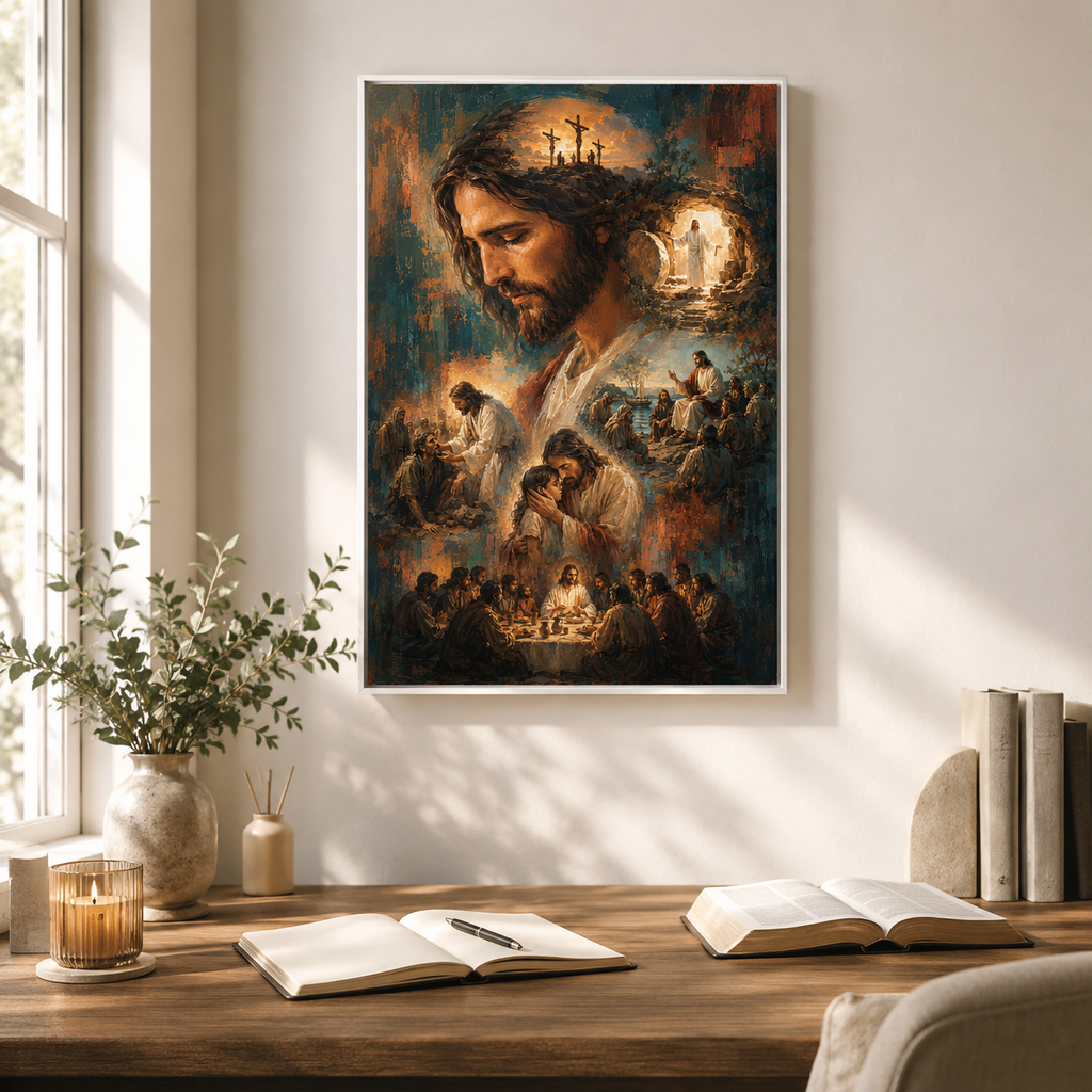 The Gospel Story Painterly Canvas Wall Art - Life of Christ Christian Decor