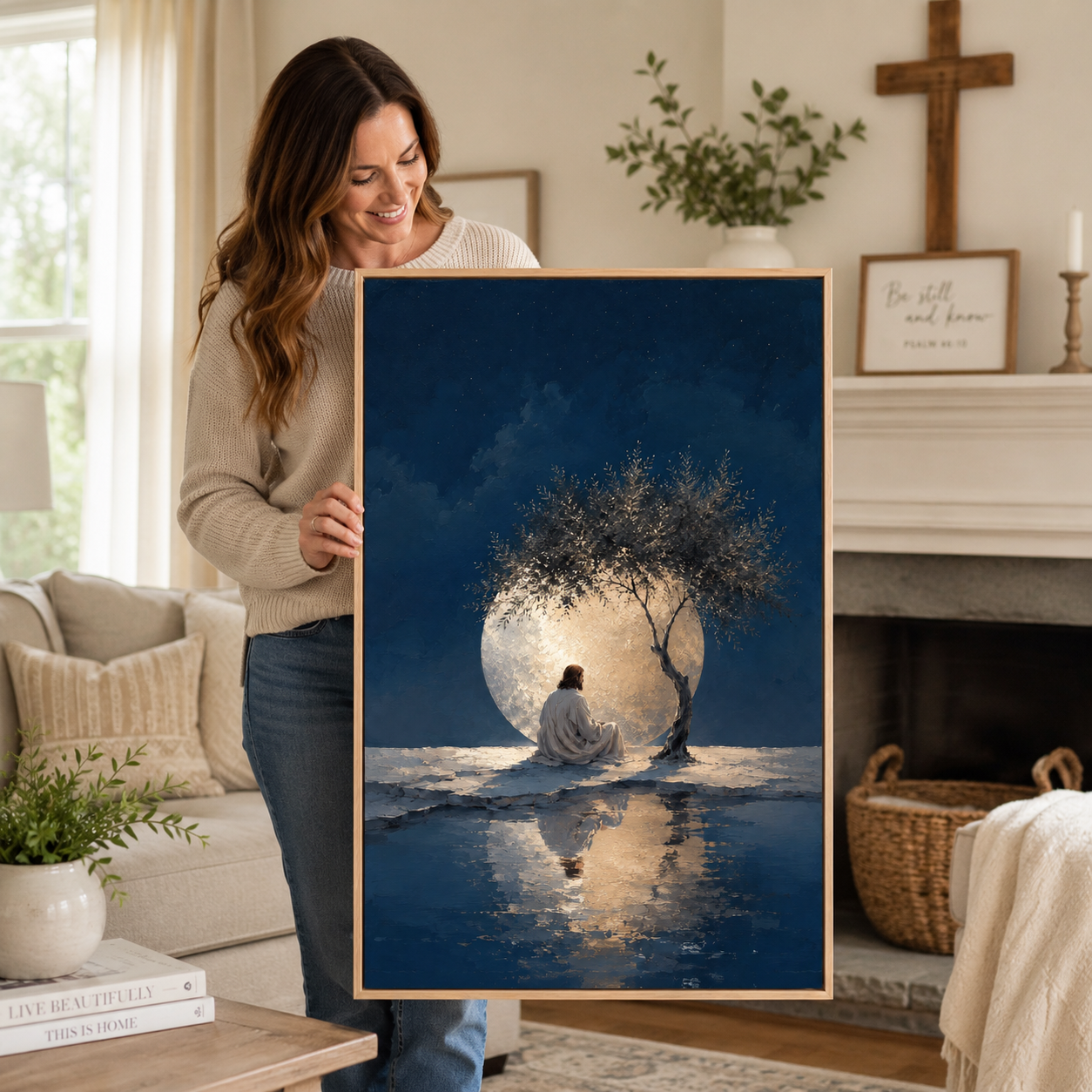 The Midnight Grace: Premium Jesus Moonlight Canvas