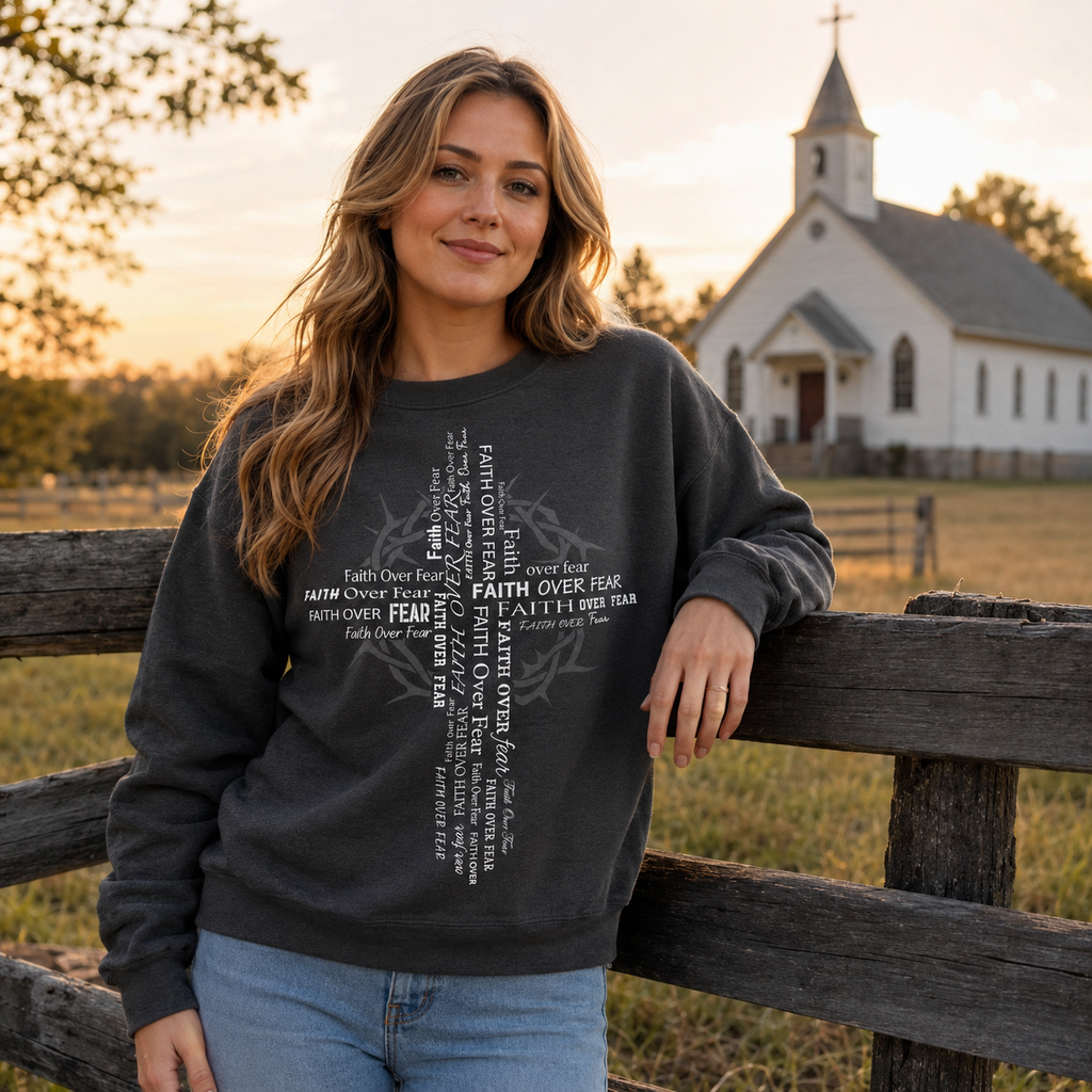 Faith Over Fear Cross Unisex T-shirt, Women's T-shirt, Unisex Long Sleeve, Sweatshirt, Hoodie, Zip Hoodie
