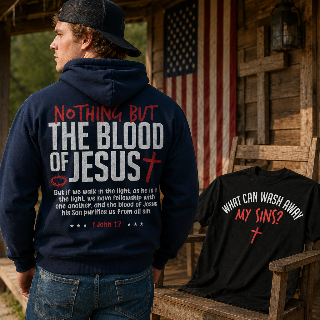 Blood of Jesus 2 Sided Unisex T-shirt, Women's T-shirt, Unisex Long Sleeve, Sweatshirt, Hoodie, Zip Hoodie