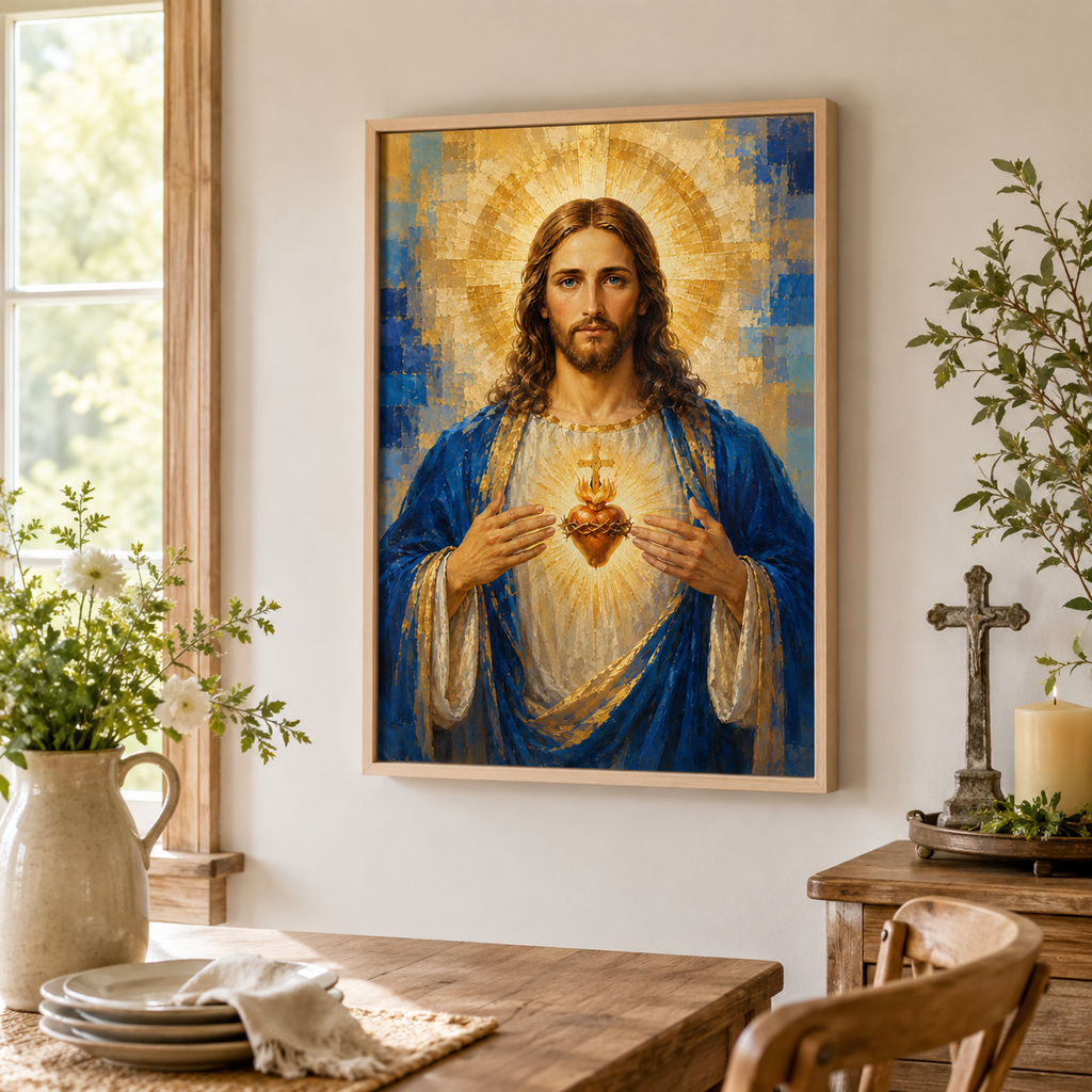 Sacred Heart of Jesus Canvas Wall Art | Premium Catholic Home Decor