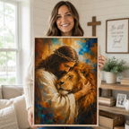 Strength & Grace: High-End Jesus and Lion Wall Art