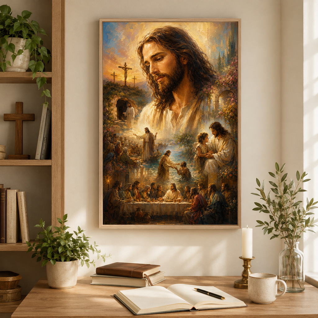 The Life of Christ Montage Canvas Wall Art - Christian Home Decor