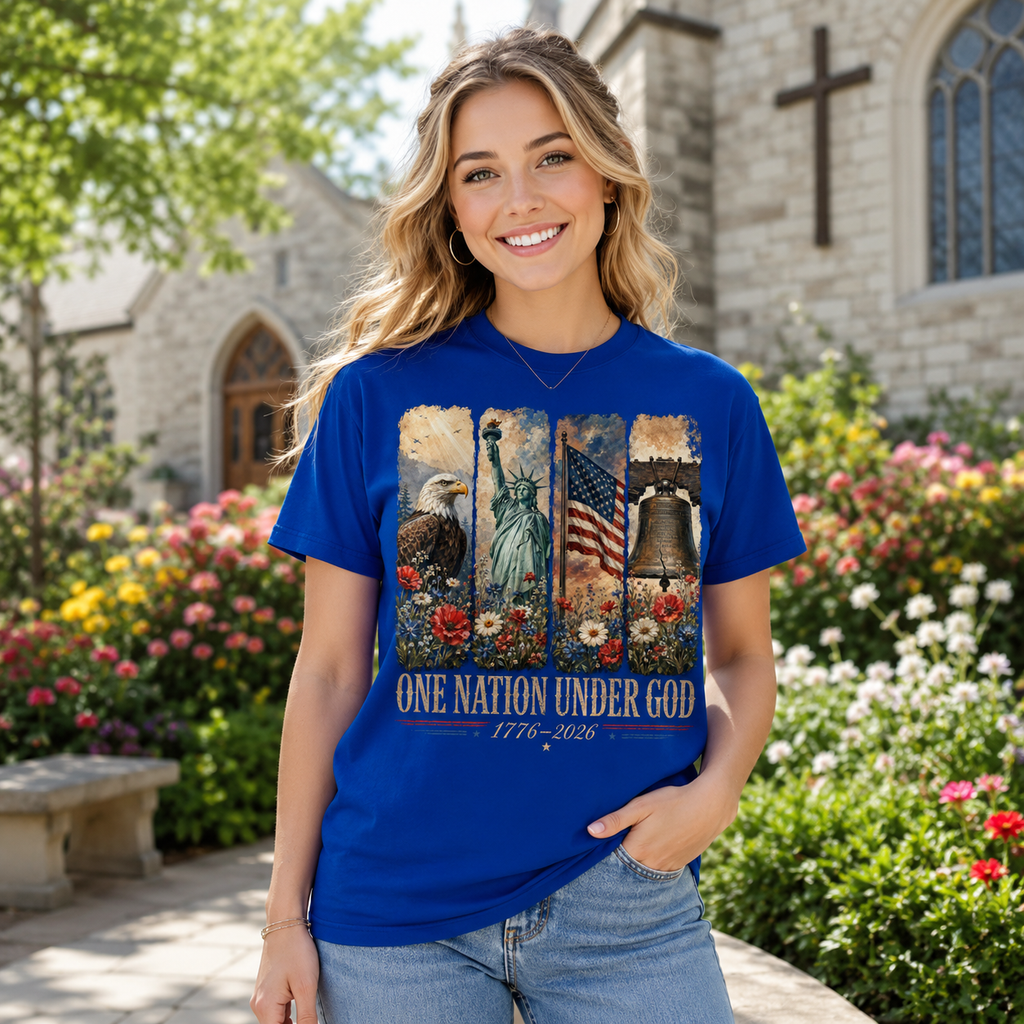 One Nation Under God for 250 Years Unisex T-shirt, Women's T-shirt, Unisex Long Sleeve, Sweatshirt, Hoodie, Zip Hoodie (Copy)