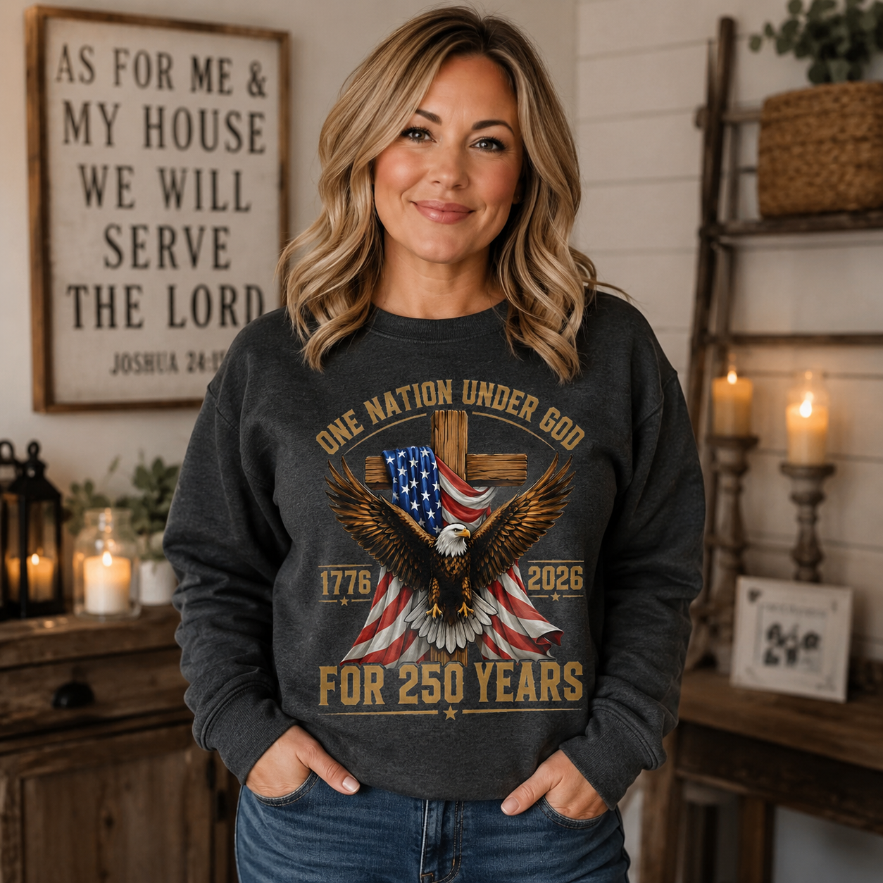 One Nation Under God for 250 Years Unisex T-shirt, Women's T-shirt, Unisex Long Sleeve, Sweatshirt, Hoodie, Zip Hoodie