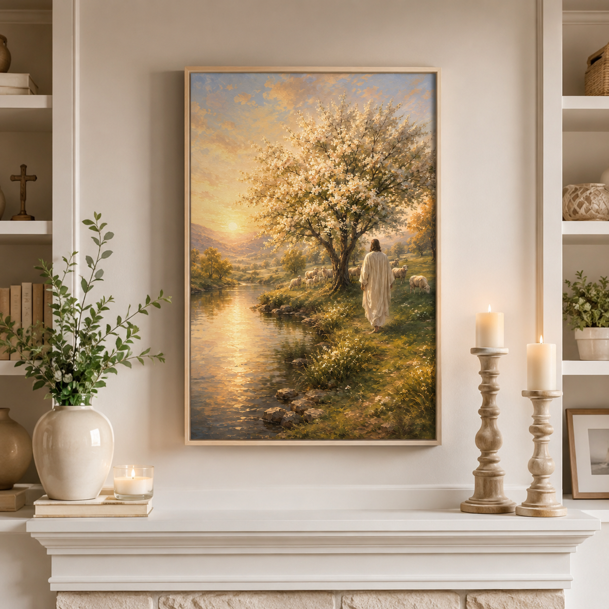 The Good Shepherd Beside Still Waters Canvas Wall Art - Christian Home Decor