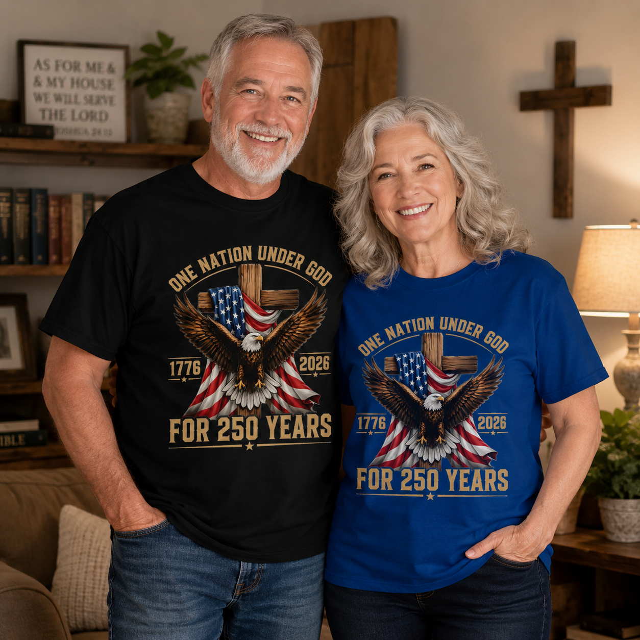 One Nation Under God for 250 Years Unisex T-shirt, Women's T-shirt, Unisex Long Sleeve, Sweatshirt, Hoodie, Zip Hoodie