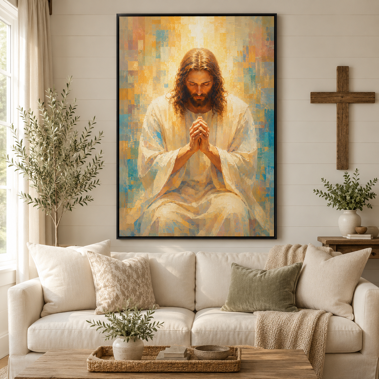 Praying Jesus Impressionist Canvas Wall Art - Radiant Christian Home Decor