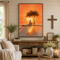 The Glowing Dawn: Premium Jesus Landscape Canvas
