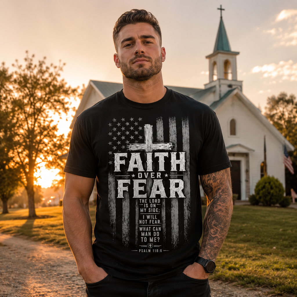 Faith Over Fear American Flag Unisex T-shirt, Women's T-shirt, Unisex Long Sleeve, Sweatshirt, Hoodie, Zip Hoodie