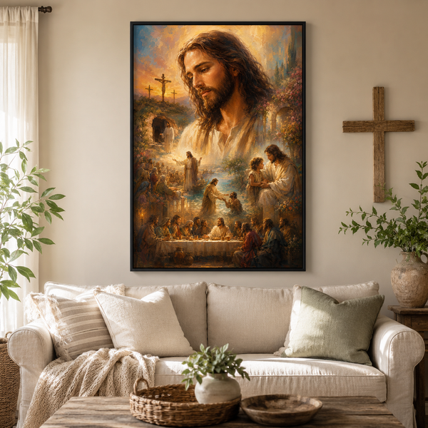 The Life of Christ Montage Canvas Wall Art - Christian Home Decor