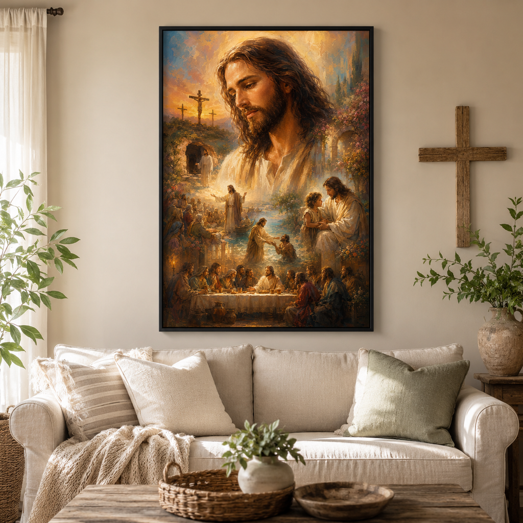 The Life of Christ Montage Canvas Wall Art - Christian Home Decor