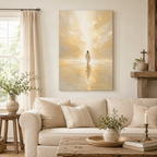 Abstract "Into the Light" Jesus Canvas Wall Art - Golden Christian Home Decor