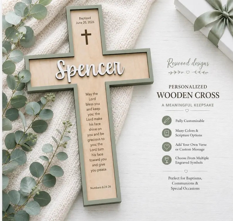 Personalized Baptism Wooden Cross, Baptism Gift