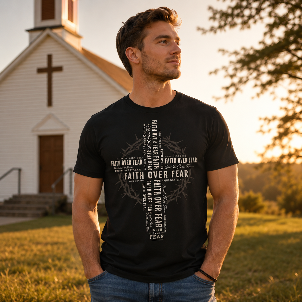 Faith Over Fear Cross Unisex T-shirt, Women's T-shirt, Unisex Long Sleeve, Sweatshirt, Hoodie, Zip Hoodie