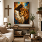 Strength & Grace: High-End Jesus and Lion Wall Art
