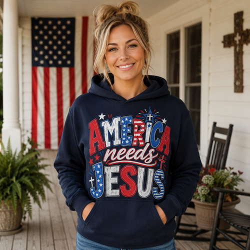 America needs Jesus Unisex T-shirt, Women's T-shirt, Unisex Long Sleeve, Sweatshirt, Hoodie, Zip Hoodie