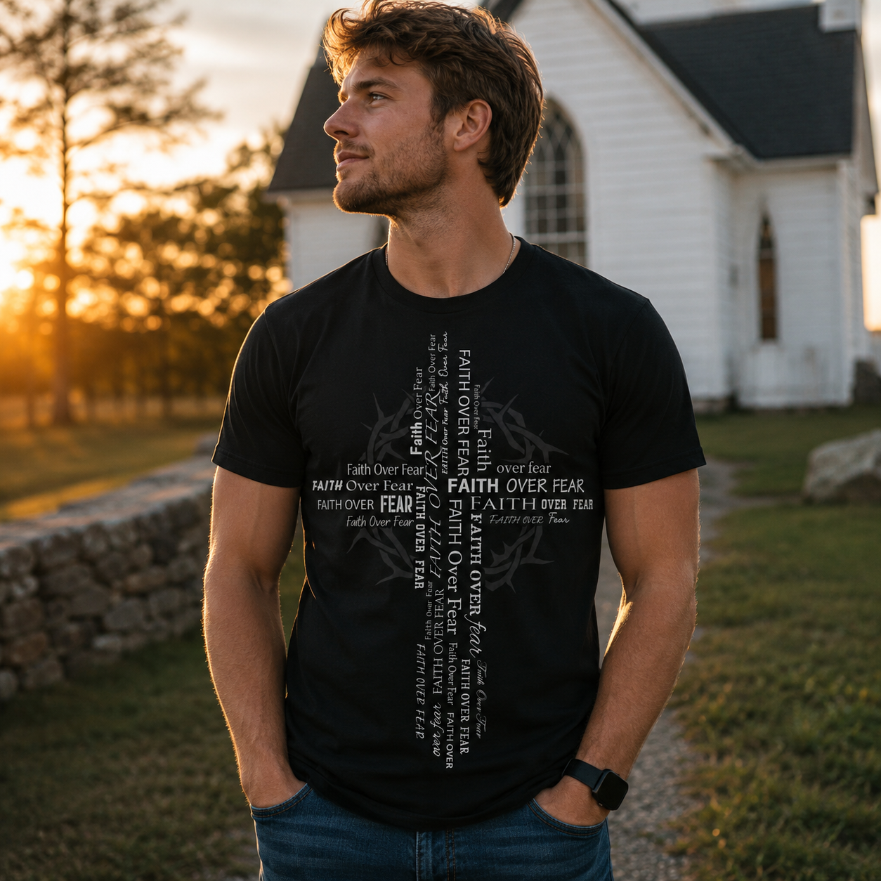 Faith Over Fear Cross Unisex T-shirt, Women's T-shirt, Unisex Long Sleeve, Sweatshirt, Hoodie, Zip Hoodie
