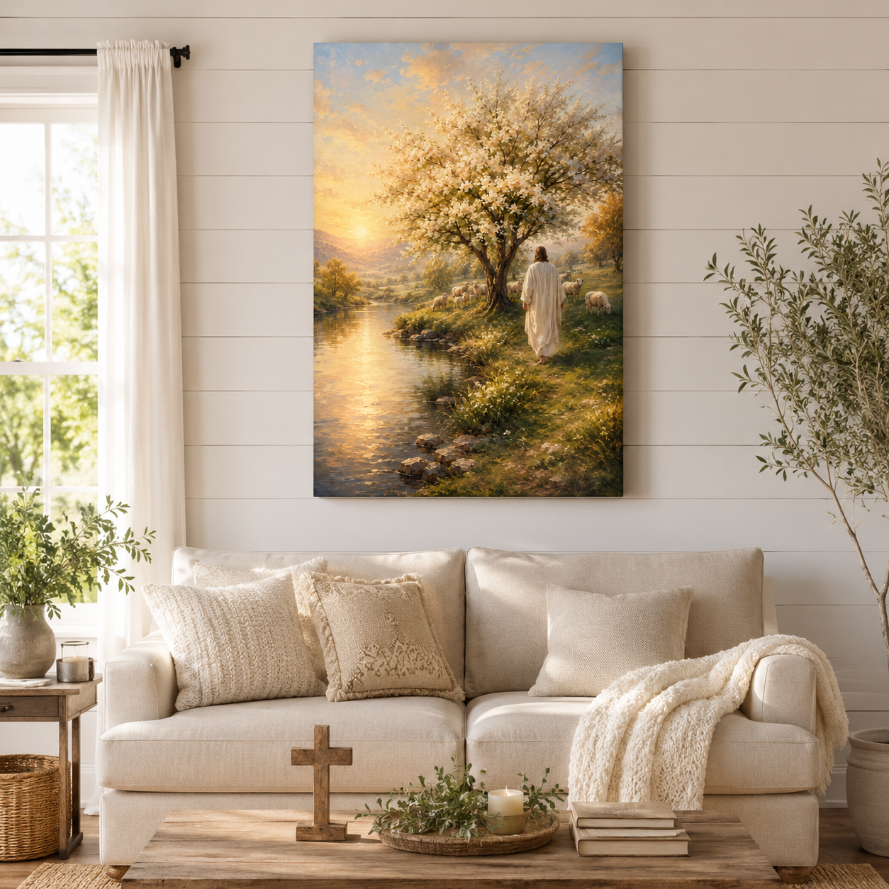 The Good Shepherd Beside Still Waters Canvas Wall Art - Christian Home Decor