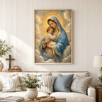 Radiant Grace: High-End Virgin Mary & Child Wall Art
