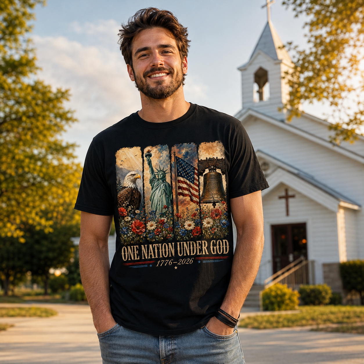 One Nation Under God for 250 Years Unisex T-shirt, Women's T-shirt, Unisex Long Sleeve, Sweatshirt, Hoodie, Zip Hoodie (Copy)