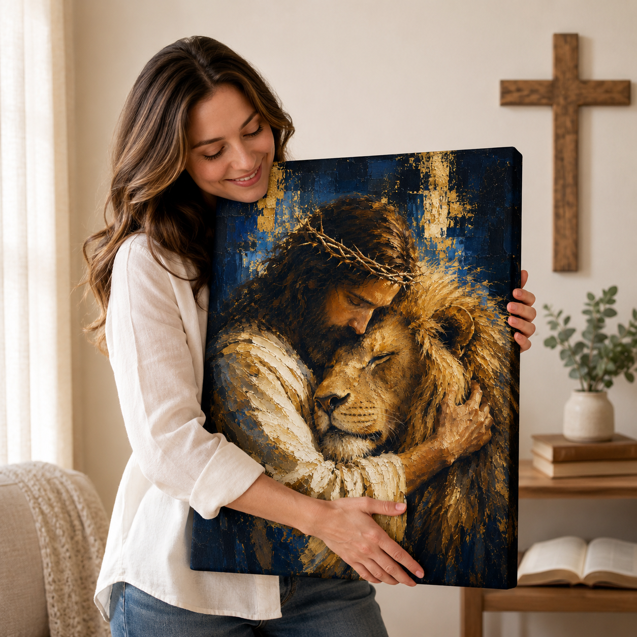 The Majestic Embrace: Premium Lion of Judah Canvas