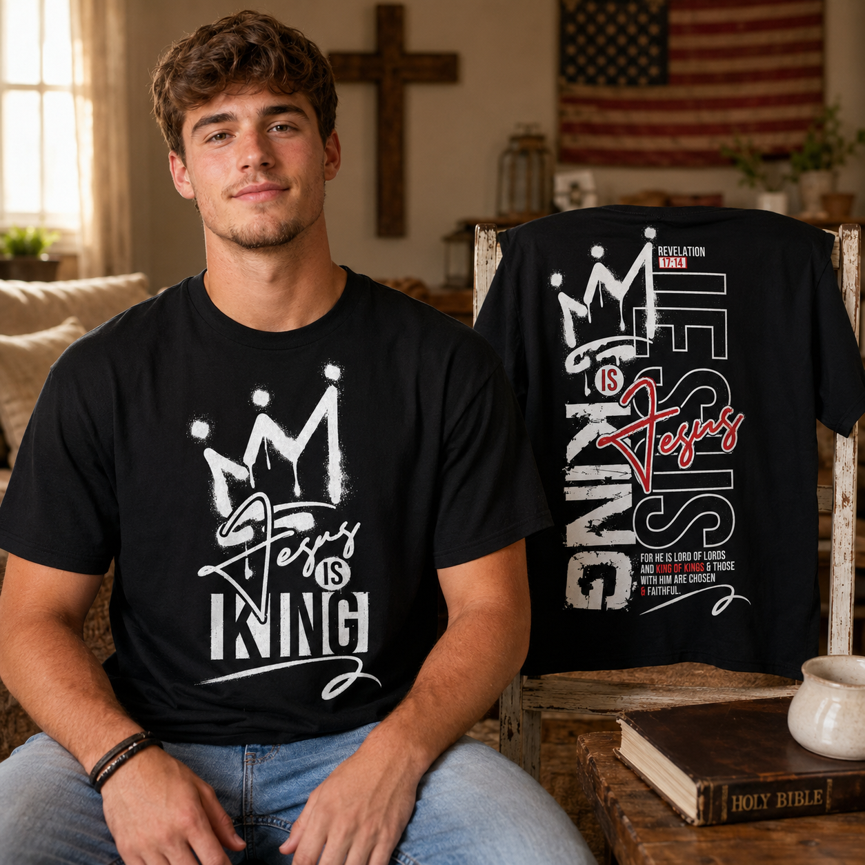 Jesus Is King 2 Sided Unisex T-shirt, Women's T-shirt, Unisex Long Sleeve, Sweatshirt, Hoodie, Zip Hoodie