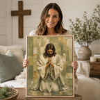 Serenity in Prayer: Premium Earth Tone Jesus Canvas