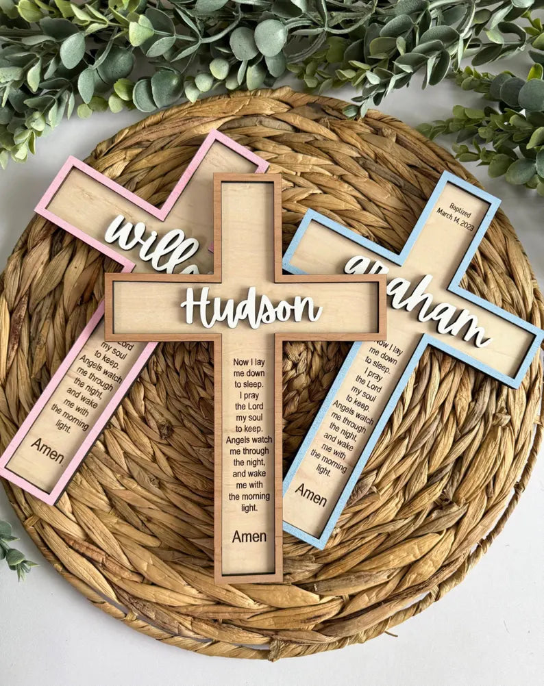 Personalized Baptism Wooden Cross, Baptism Gift