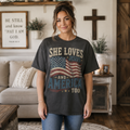 She Loves Jesus And America Too Unisex T-shirt, Women's T-shirt, Unisex Long Sleeve, Sweatshirt, Hoodie, Zip Hoodie