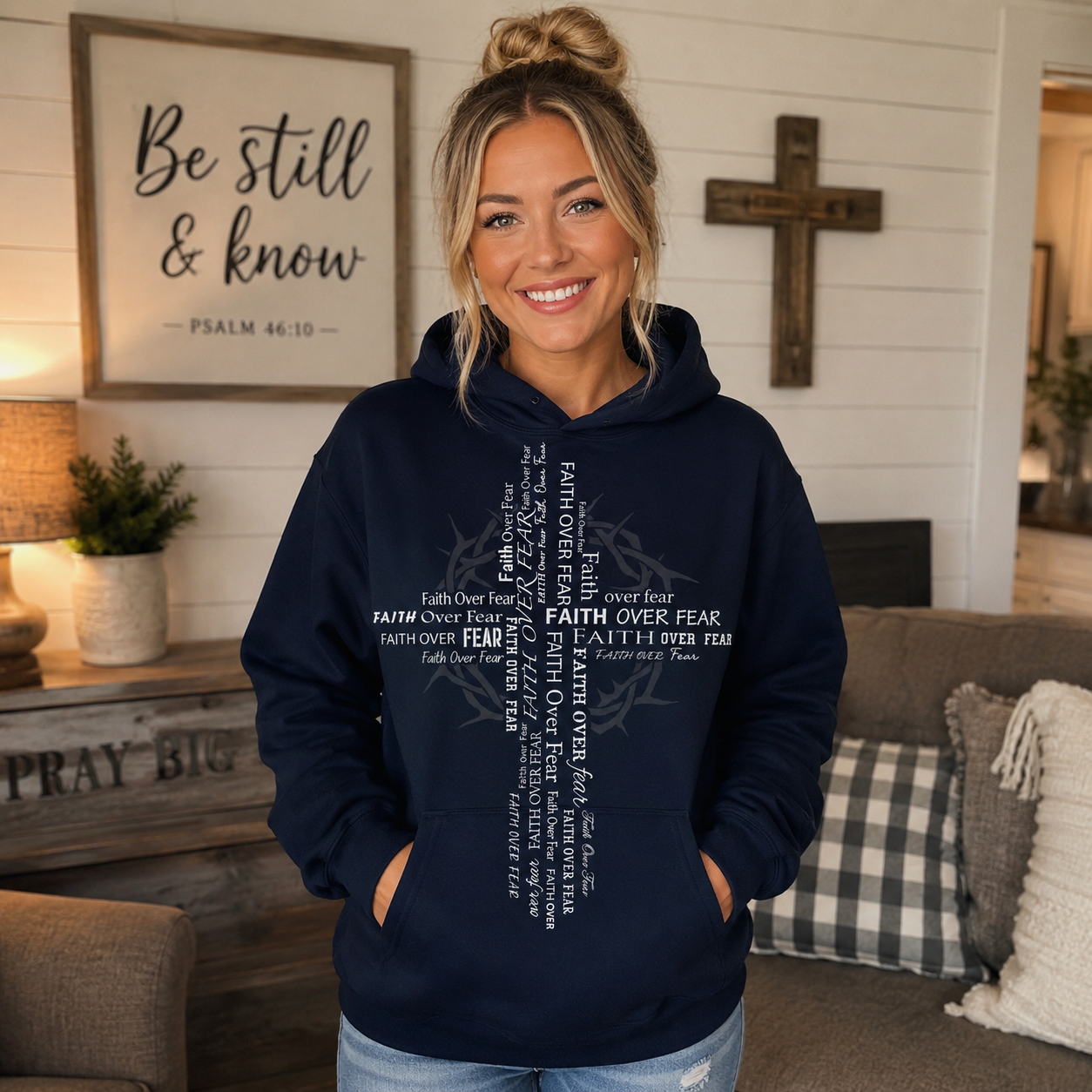 Faith Over Fear Cross Unisex T-shirt, Women's T-shirt, Unisex Long Sleeve, Sweatshirt, Hoodie, Zip Hoodie