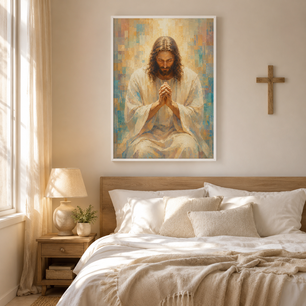 Praying Jesus Impressionist Canvas Wall Art - Radiant Christian Home Decor