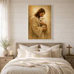 The Good Shepherd Jesus and Lamb Canvas Wall Art - Christian Home Decor
