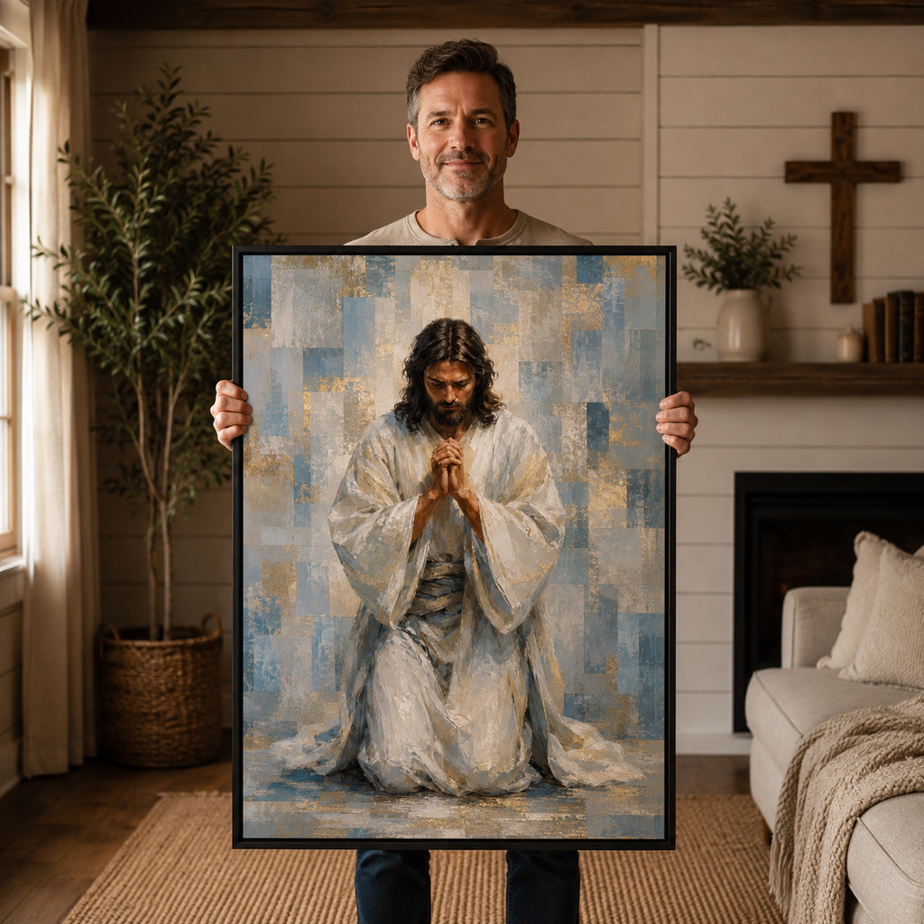 Abstract Praying Jesus - Contemporary Christian Wall Decor