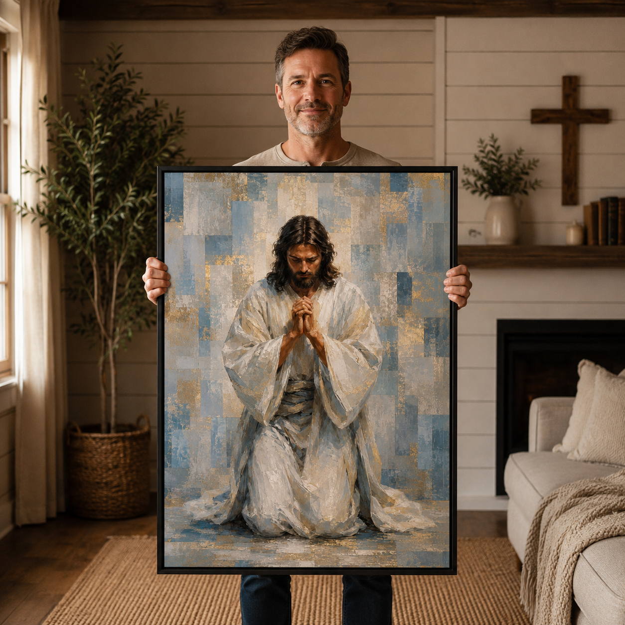 Abstract Praying Jesus - Contemporary Christian Wall Decor
