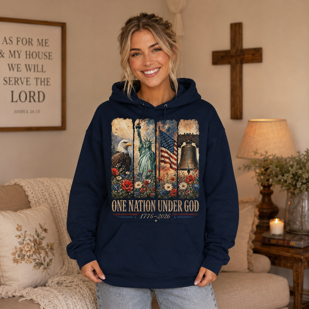 One Nation Under God for 250 Years Unisex T-shirt, Women's T-shirt, Unisex Long Sleeve, Sweatshirt, Hoodie, Zip Hoodie (Copy)