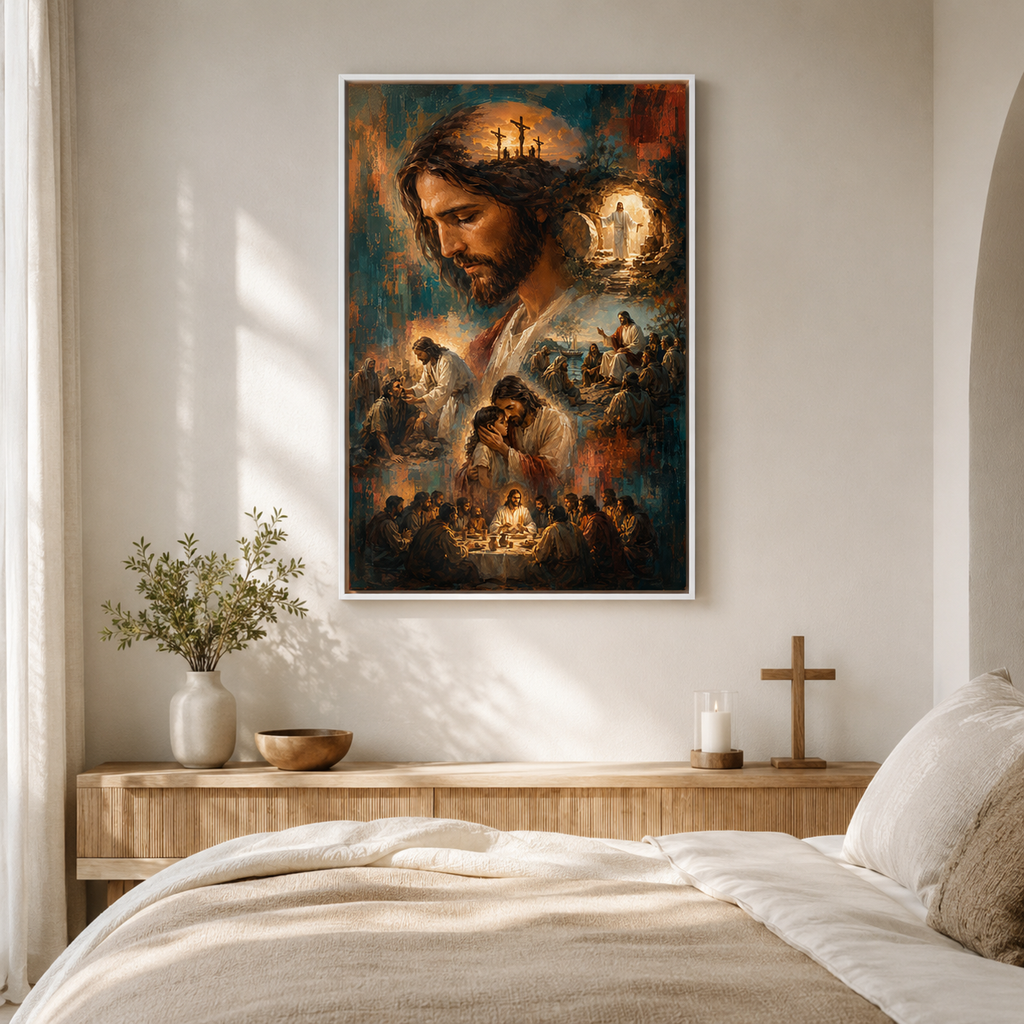The Gospel Story Painterly Canvas Wall Art - Life of Christ Christian Decor