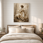 Jesus and Lamb Impasto Style Canvas Print - Modern Farmhouse Religious Art