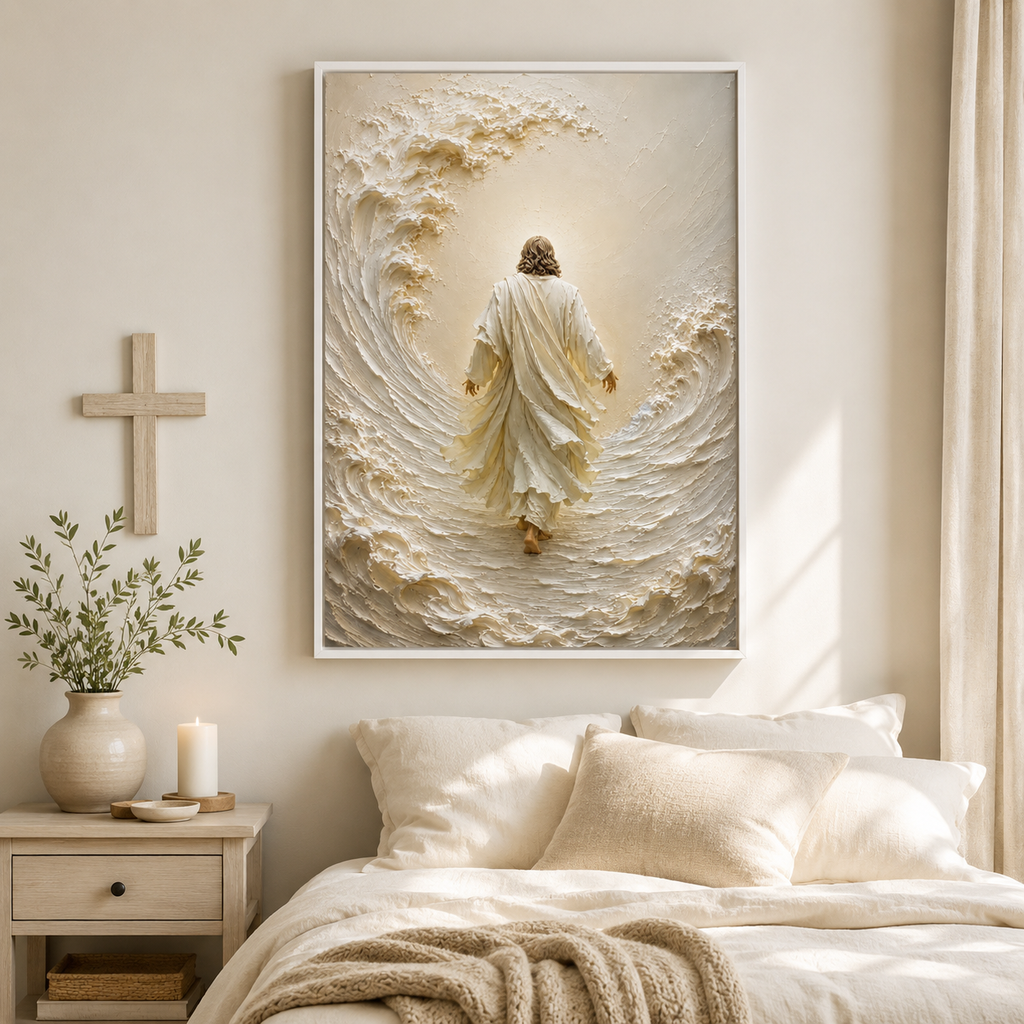 Jesus Calming the Storm Impasto Canvas Print - Modern Farmhouse Religious Art
