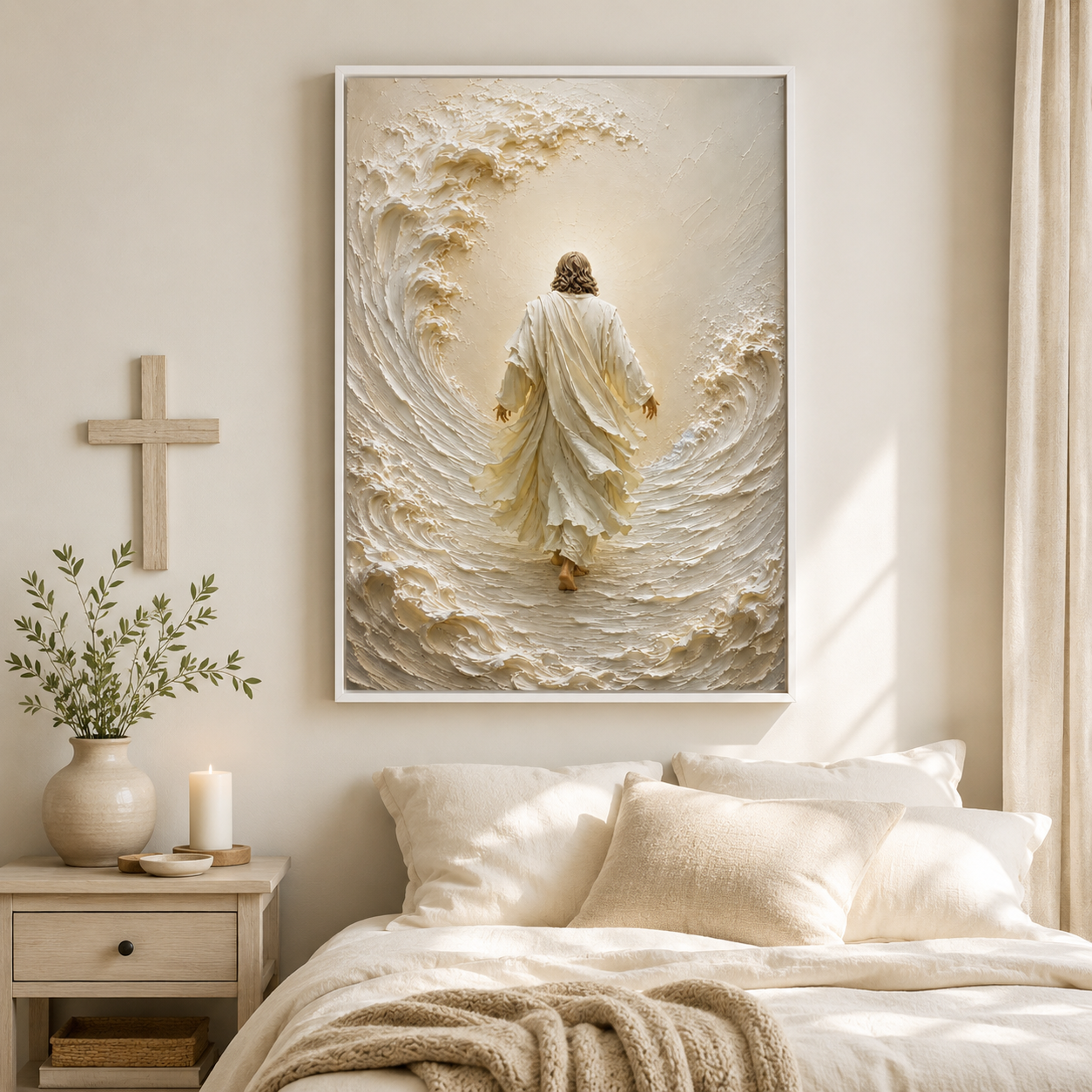 Jesus Calming the Storm Impasto Canvas Print - Modern Farmhouse Religious Art