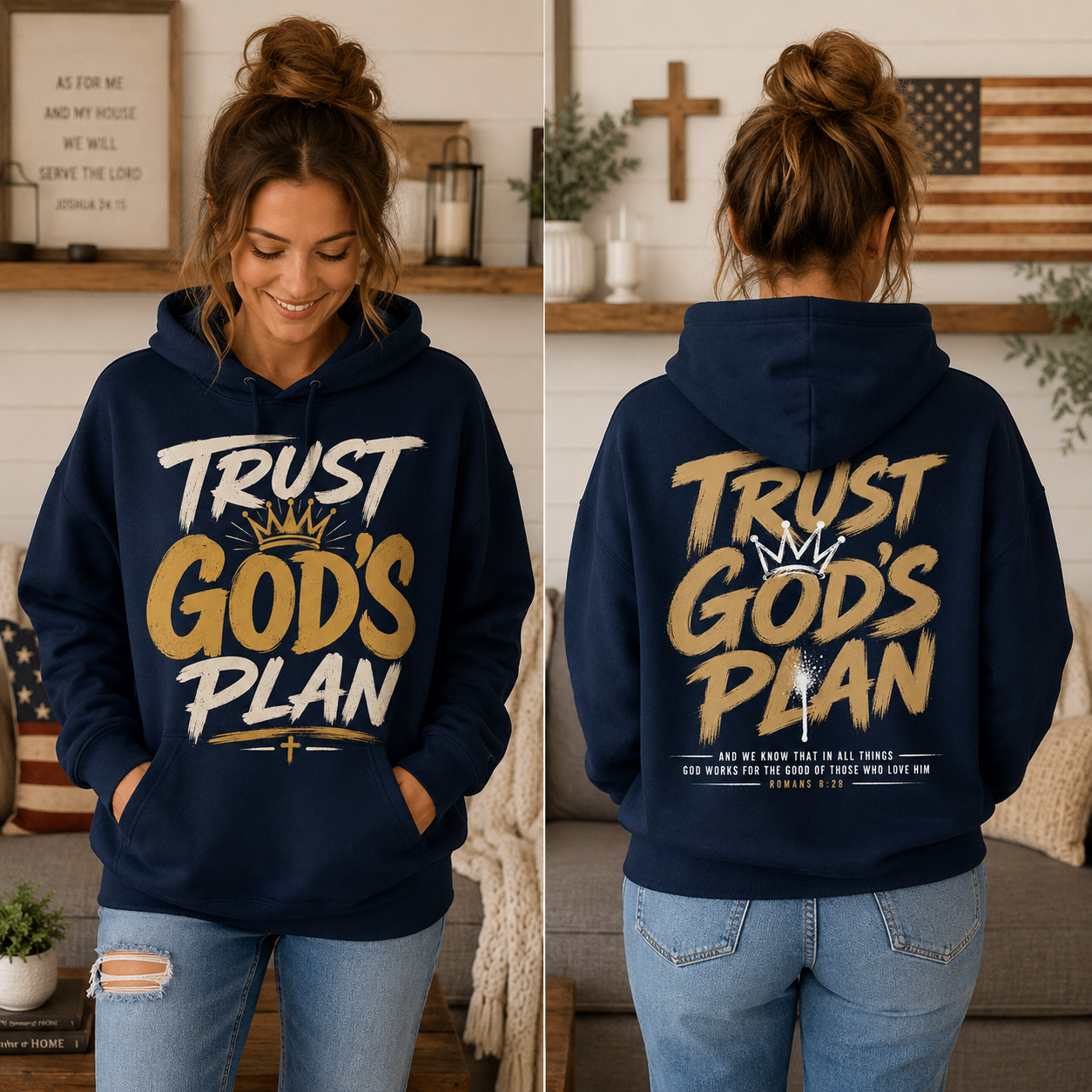 Trust God's Plan 2 sided Unisex T-shirt, Women's T-shirt, Unisex Long Sleeve, Sweatshirt, Hoodie, Zip Hoodie