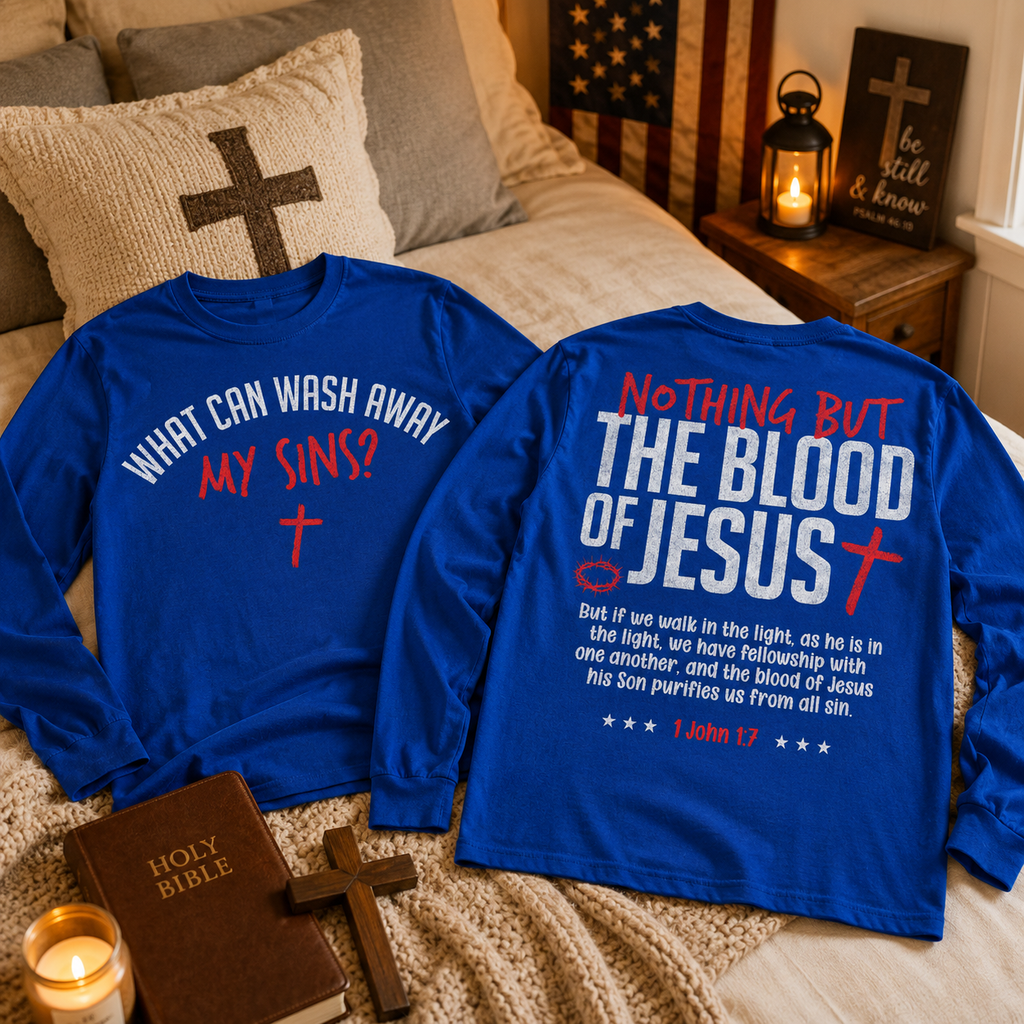 Blood of Jesus 2 Sided Unisex T-shirt, Women's T-shirt, Unisex Long Sleeve, Sweatshirt, Hoodie, Zip Hoodie