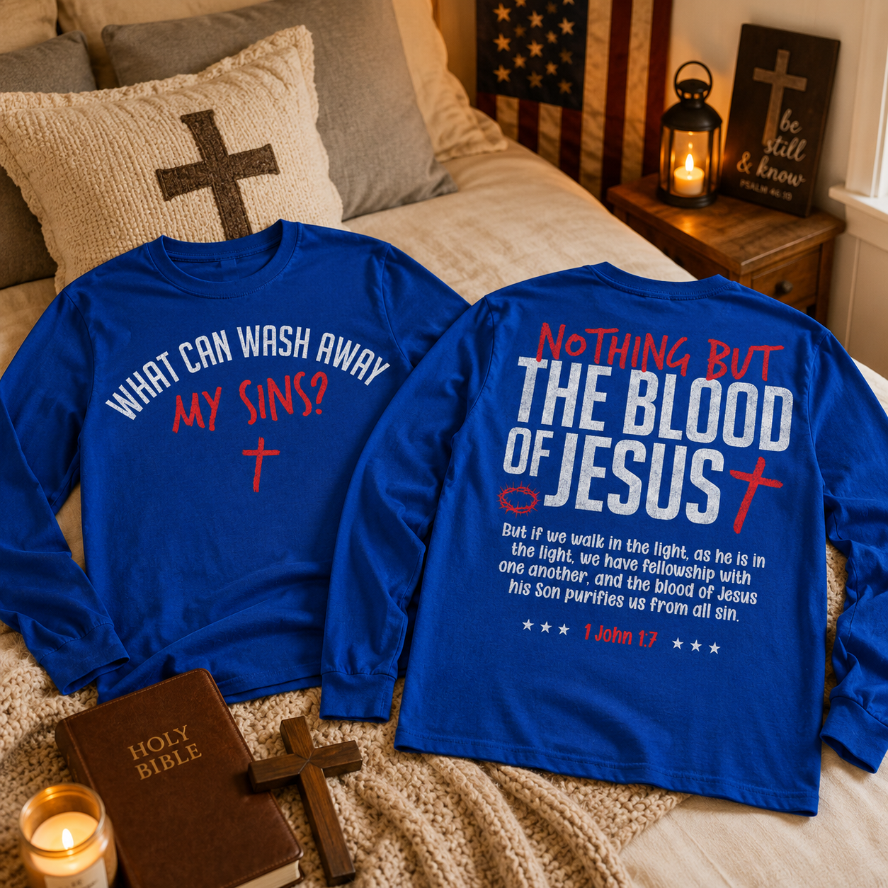 Blood of Jesus 2 Sided Unisex T-shirt, Women's T-shirt, Unisex Long Sleeve, Sweatshirt, Hoodie, Zip Hoodie