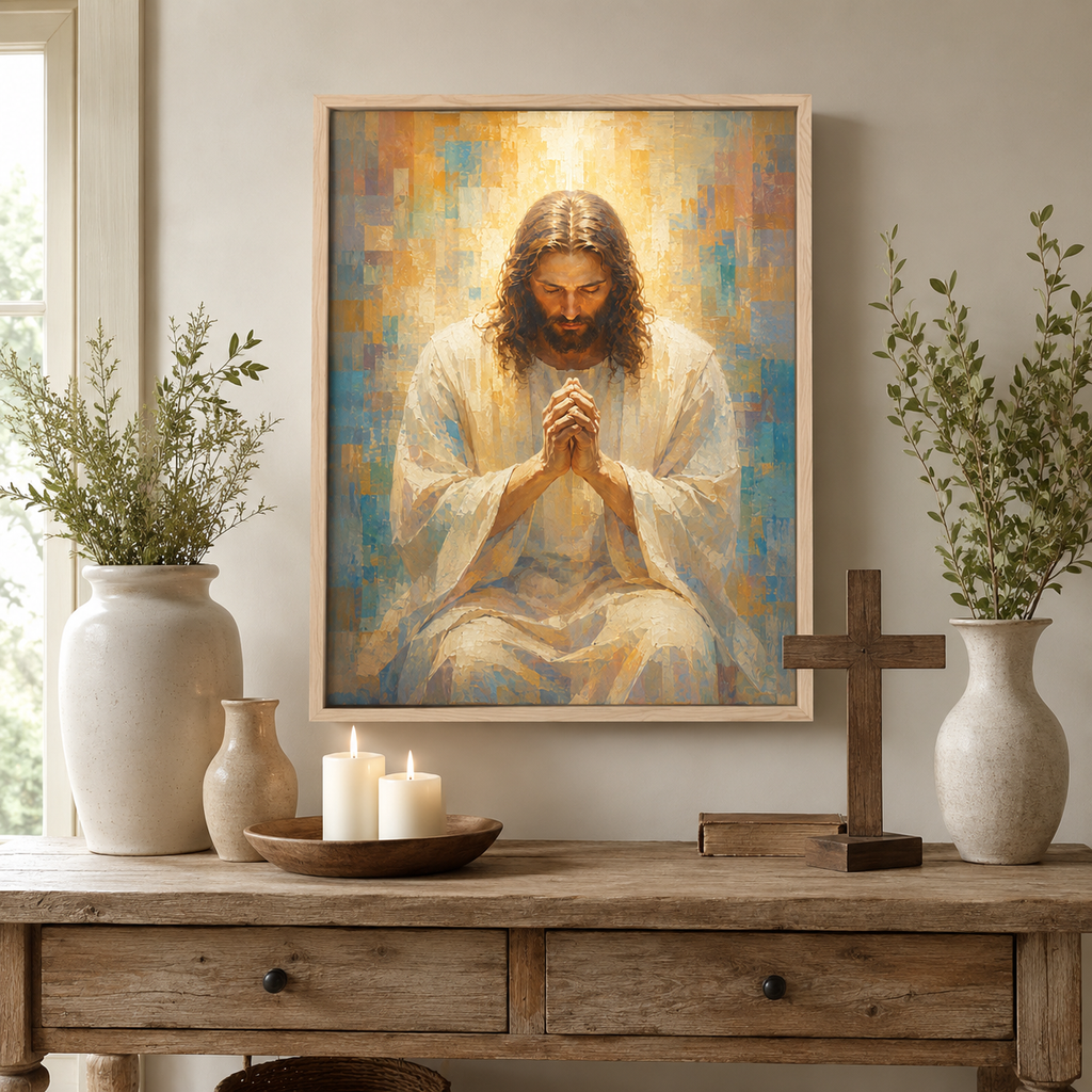 Praying Jesus Impressionist Canvas Wall Art - Radiant Christian Home Decor