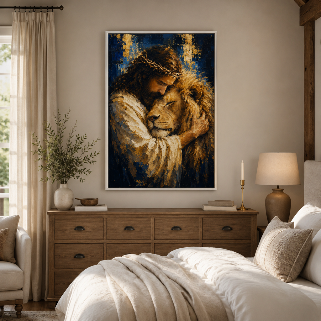 The Majestic Embrace: Premium Lion of Judah Canvas
