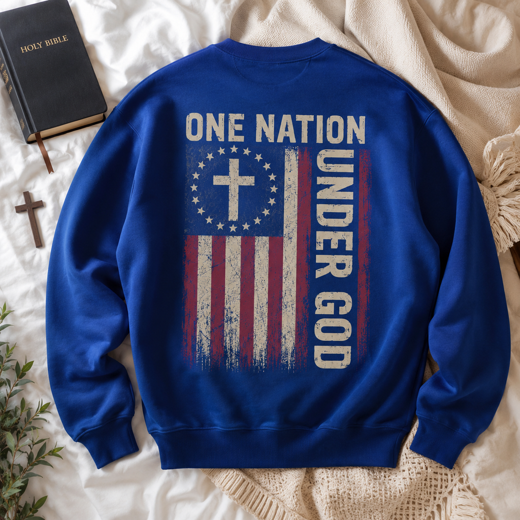 One Nation Under God American Flag Unisex T-shirt, Women's T-shirt, Unisex Long Sleeve, Sweatshirt, Hoodie, Zip Hoodie