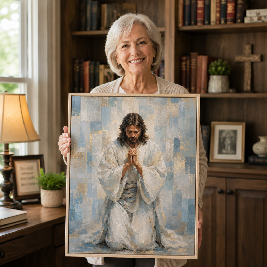 Abstract Praying Jesus - Contemporary Christian Wall Decor